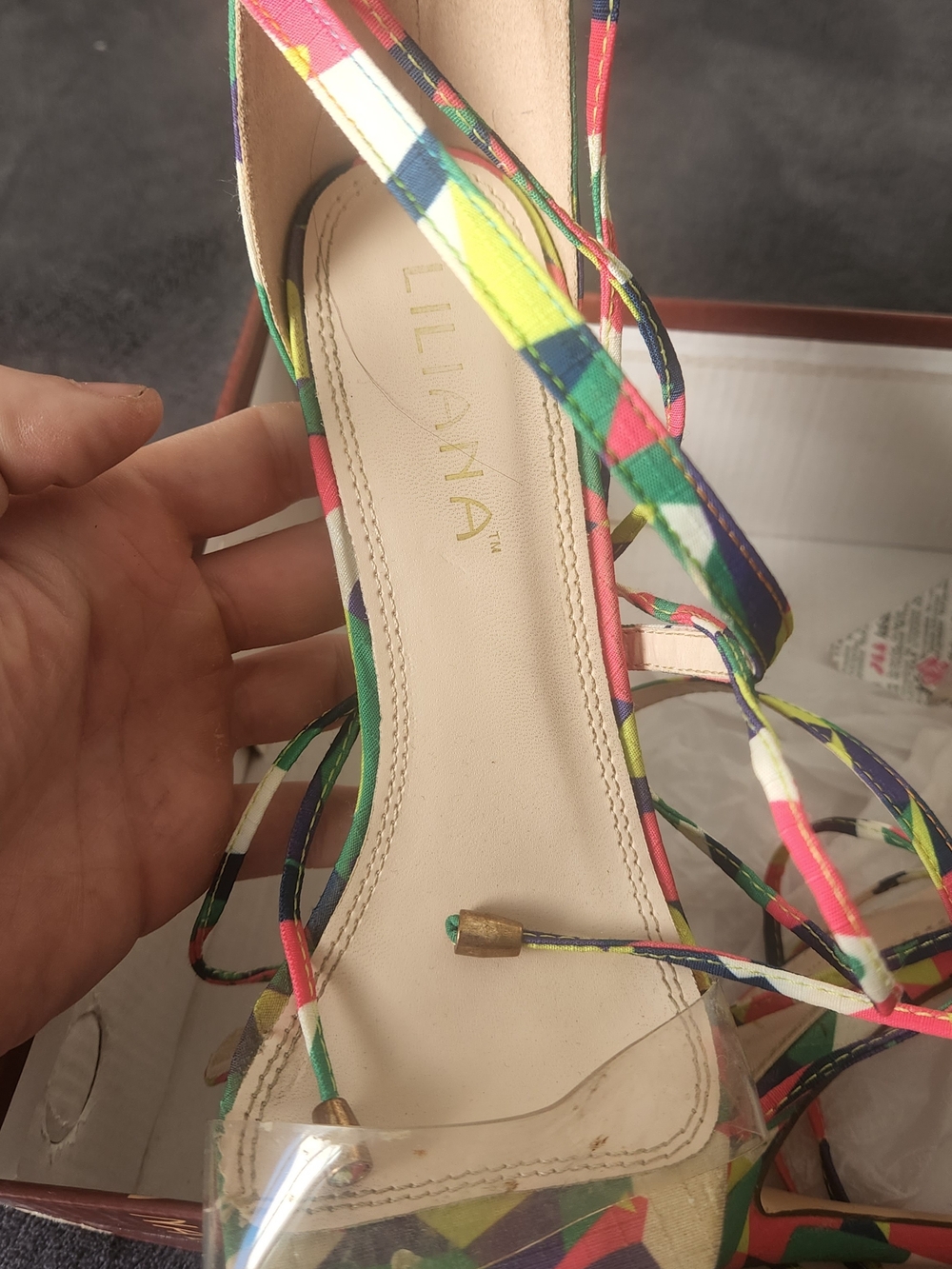 Women’s Multicolor Floral Print Heeled Sandals - Picture 3 of 4